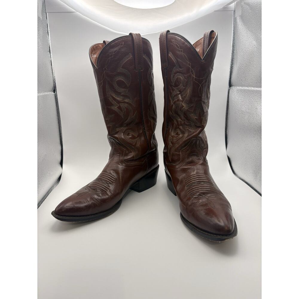 Dan Post Boots 10 D Mens Brown Leather 2111 Milwaukee Semi Point Western Cowboy